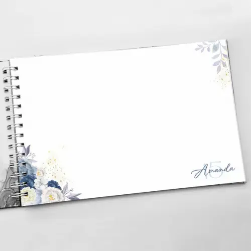 Livro de Mensagens Grande - 15 Anos - Floral Azul