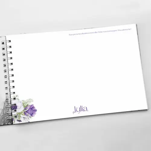 Livro de Mensagens Grande - 15 Anos - Floral Lilás