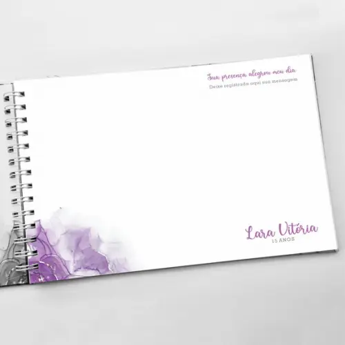 Livro de Mensagens Grande - 15 Anos - Clean Lilás