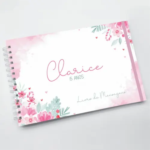 Livro de Mensagens Grande - 15 Anos - Rosa Candy