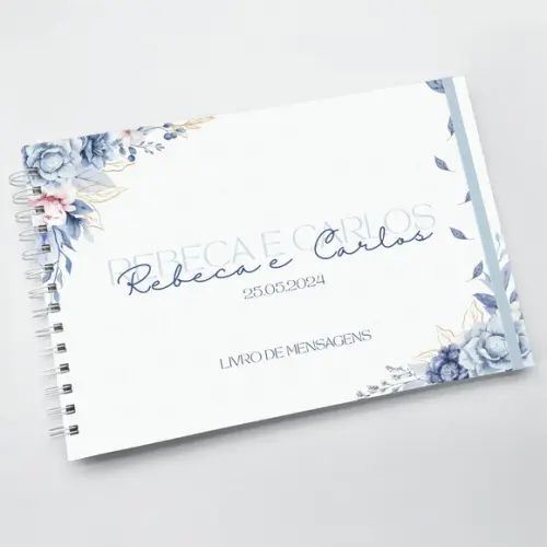 Livro de Mensagens Grande - Casamento - Azul Sereno