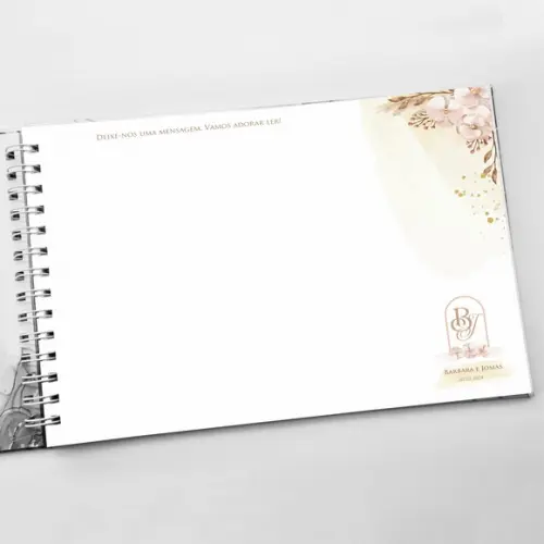 Livro de Mensagens Grande - Casamento - Floral Nude