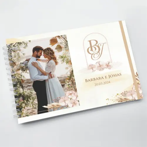 Livro de Mensagens Grande - Casamento - Floral Nude