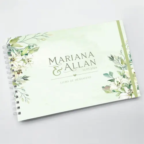 Livro de Mensagens Grande - Casamento - Verde Eucalipto