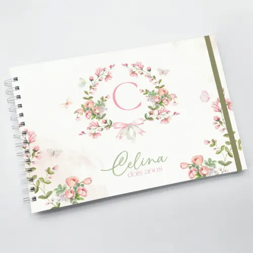 Livro de Mensagens Grande - Infantil - Jardim Rosa
