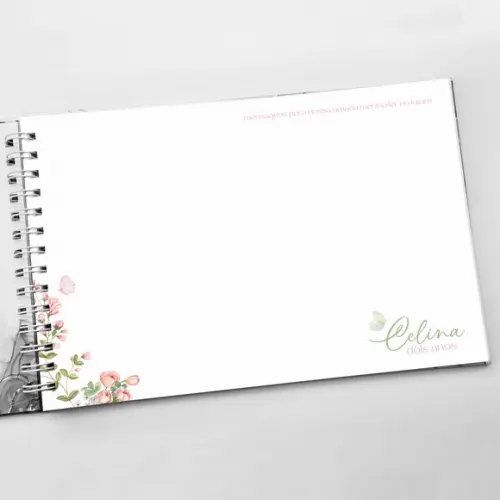 Livro de Mensagens Grande - Infantil - Jardim Rosa