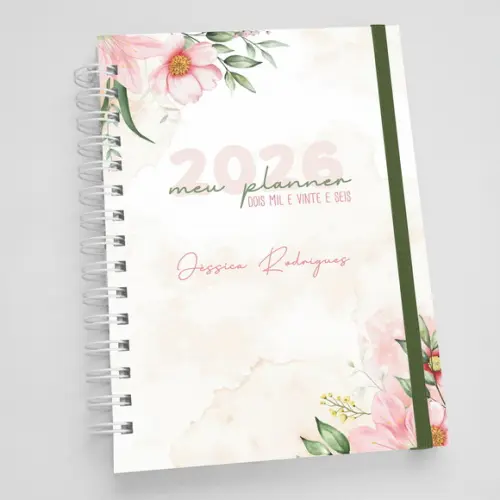 Planner A5 Personalizado Floral Salmão