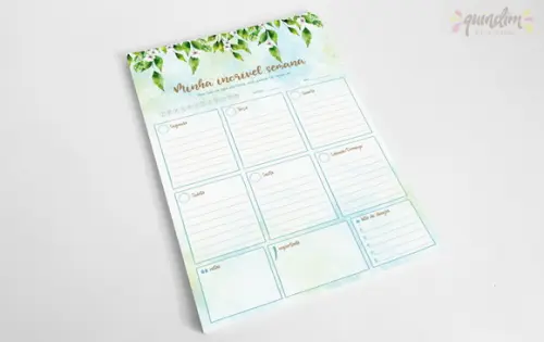 Planner Semanal de Mesa - em Bloco - Floral