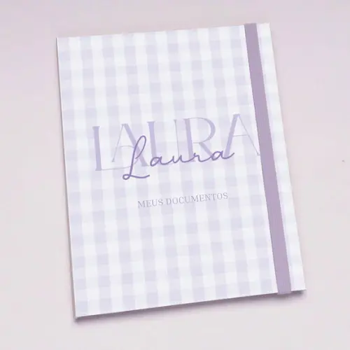Porta Documentos A6 Xadrez Lilás