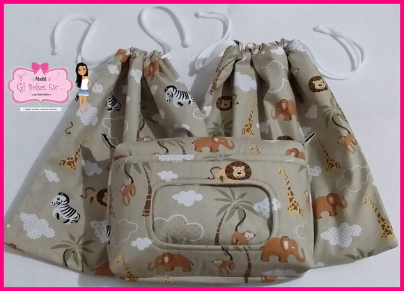 Kit 2 Saquinhos Roupa Suja/limpa + Necessaire Bebê