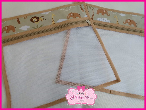 Kit 5 Peças - Necessaires Bebê + Capa Caderneta + Saquinhos