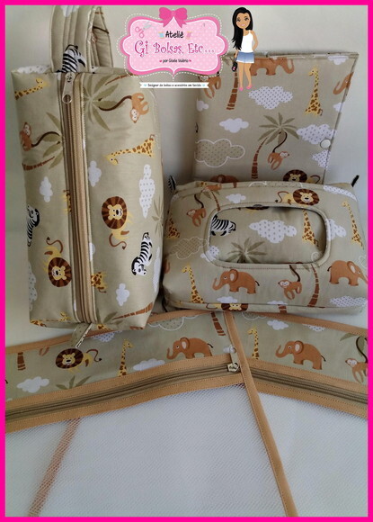 Kit 5 Peças - Necessaires Bebê + Capa Caderneta + Saquinhos