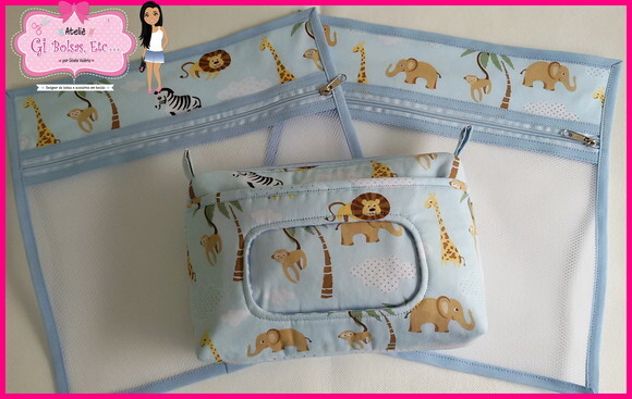 Kit 5 Peças - Necessaires Bebê + Capa Caderneta + Saquinhos