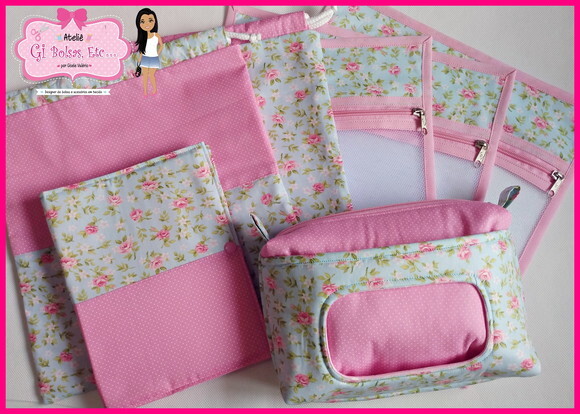 Kit 5 Saquinhos + Necessaire Bebê + Capa Caderneta