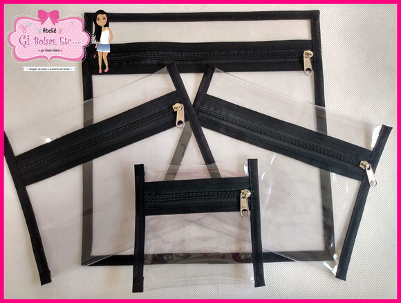Kit Necessaires Plásticas (4 Peças c/ Necessaire Envelope)