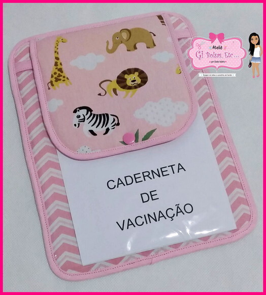 Porta Caderneta de Vacinação c/ Bolsinho p/ Cartão Safari