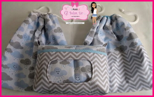 Kit 2 Saquinhos Roupa Suja/limpa + Necessaire Bebê