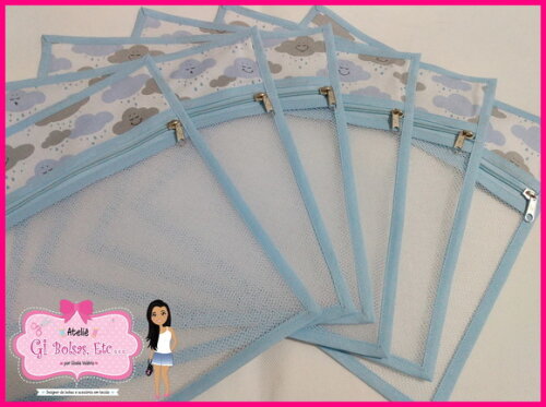 Kit 6 Saquinhos (32x32) Maternidade/multiuso Filó C/zíper