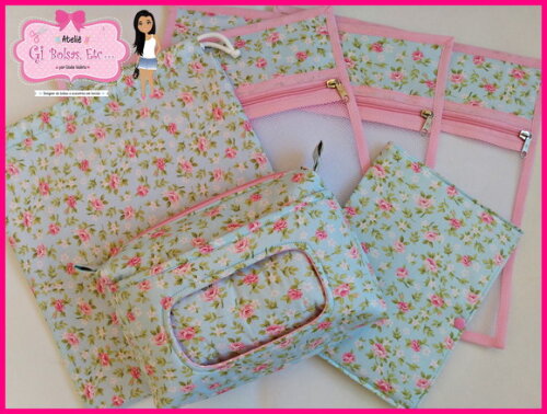 Kit Necessaire Bebê + Capa Caderneta + Saquinhos