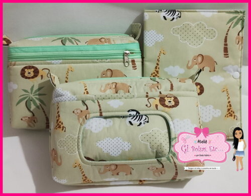 Kit Necessaire Bebê + Multiuso + Capa Caderneta