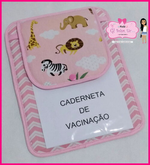Porta Caderneta de Vacinação c/ Bolsinho p/ Cartão Safari