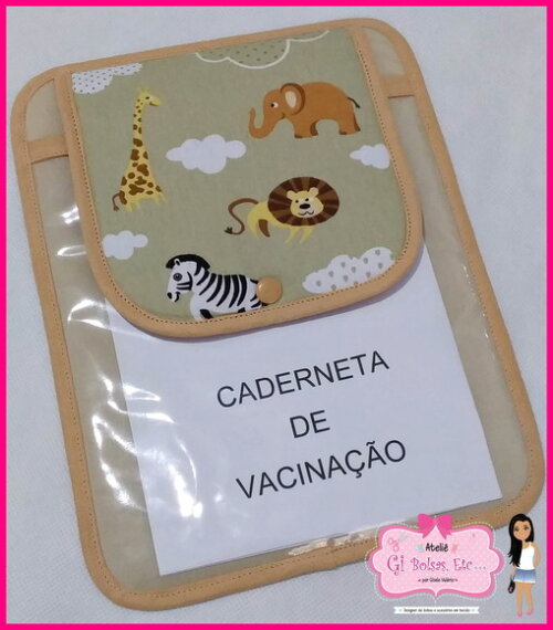 Porta Caderneta de Vacinação c/ Bolsinho p/ Cartão Safari