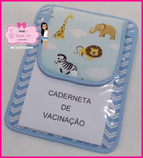 Porta Caderneta de Vacinação c/ Bolsinho p/ Cartão Safari