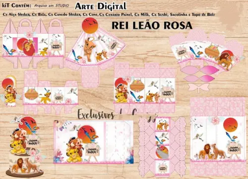 Arquivo Digital Silhouette o Rei Leão Rosa Menina