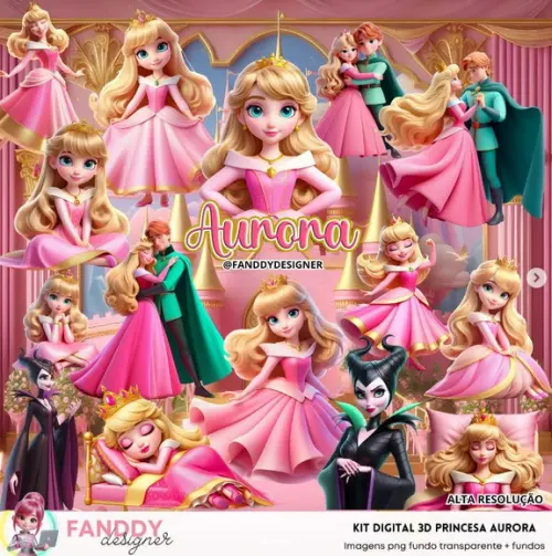 Papel Digital E/ ou Elementos Princesa Aurora