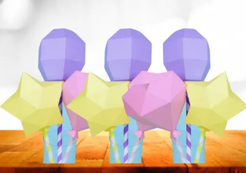 Arquivo Digital Silhouette Estrela, Balão e Coração Low Poly