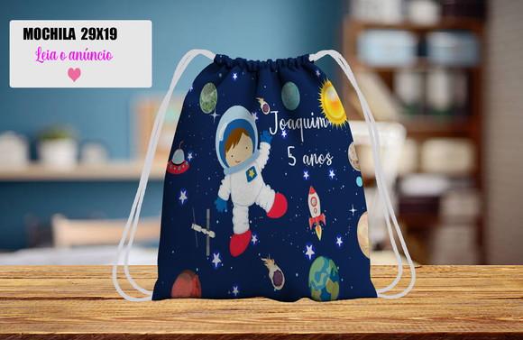 Mochilinha Saquinho Lembrancinha Personalizada do Astronauta