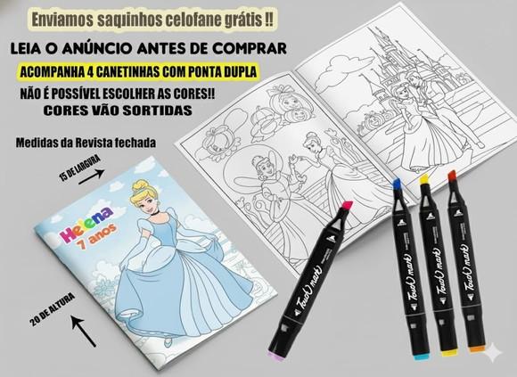 Revista de Colorir + Canetinha Dupla Ponta Cinderela
