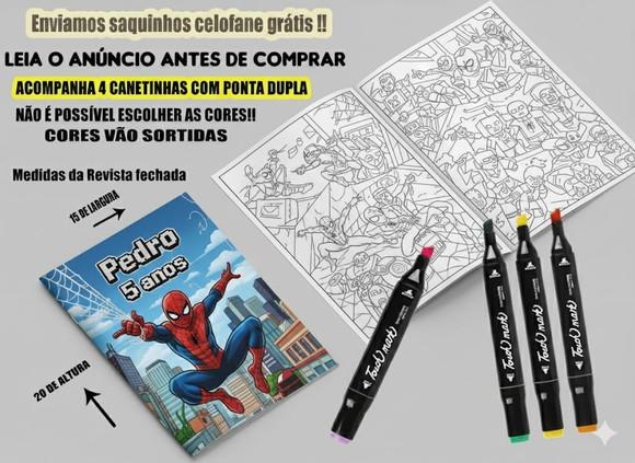 Revista de Colorir + Canetinha Dupla Ponta Homem Aranha