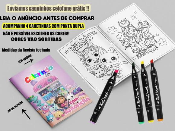Revista de Colorir + Canetinha Dupla Ponta Casa Magica Gabby