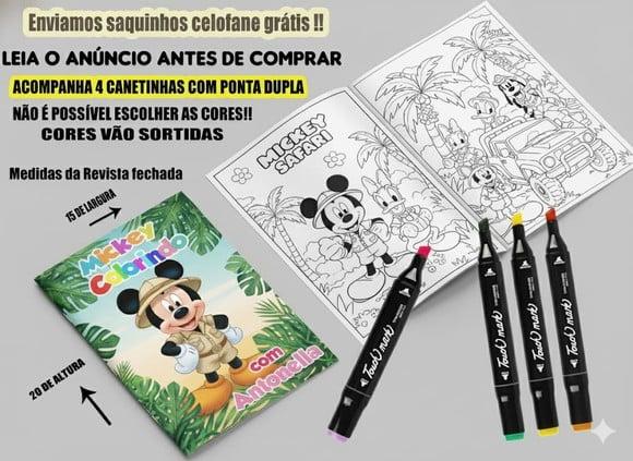 Revista de Colorir + Canetinha Dupla Ponta Mickey