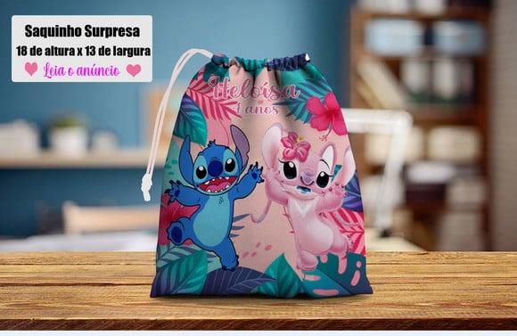 Saquinho Sacolinha Surpresa Stitch e Agel Lembrancinhas