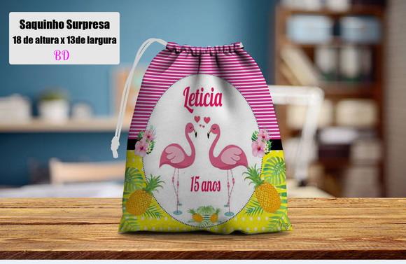 Saquinho Surpresa para Lembrancinhas Flamingos
