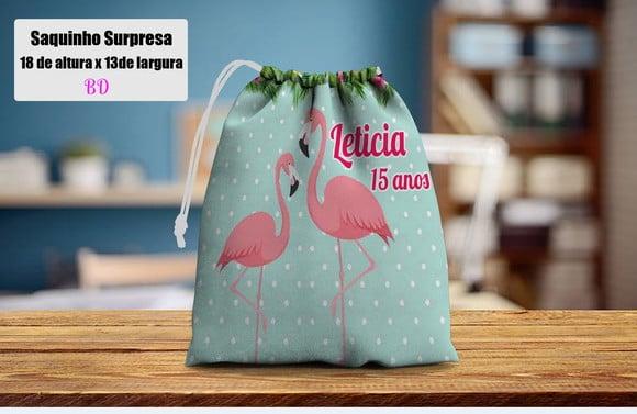 Saquinho Surpresa para Lembrancinhas Flamingos