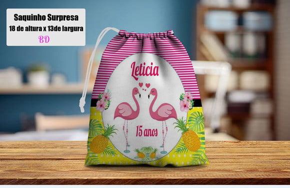 Saquinho Surpresa para Lembrancinhas Flamingos