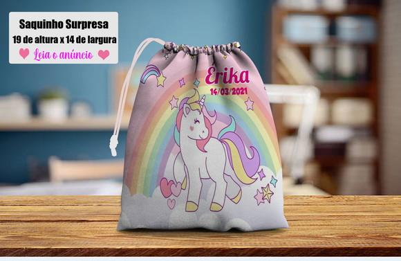 Saquinho Surpresa Personalizado Unicornios.
