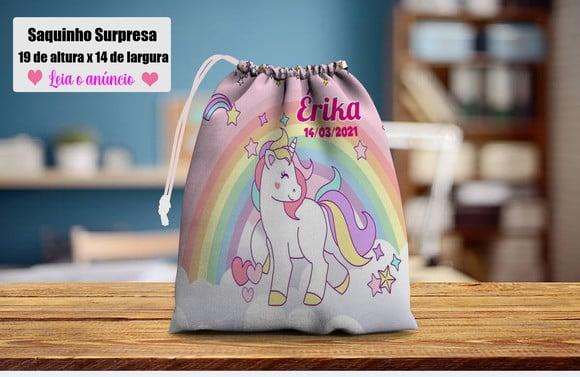 Saquinho Surpresa Personalizado Unicornios.
