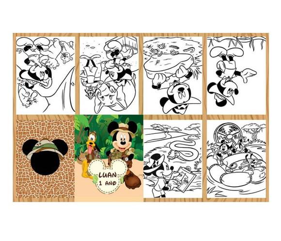 Saquinho Surpresa+mini Livreto com Giz de Cera Mickey Safari