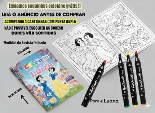 Kit Lembrancinhas de Colorir da Branca de Neve