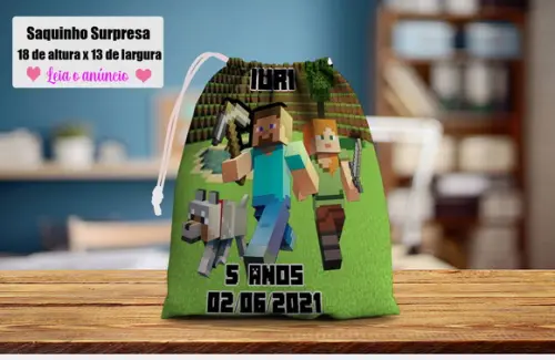 Lembrancinhas Surpresa Saquinho do Minecraft