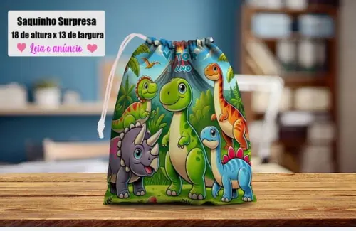 Lembrancinhas Saquinho Surpresa dos Dinossauros Cute