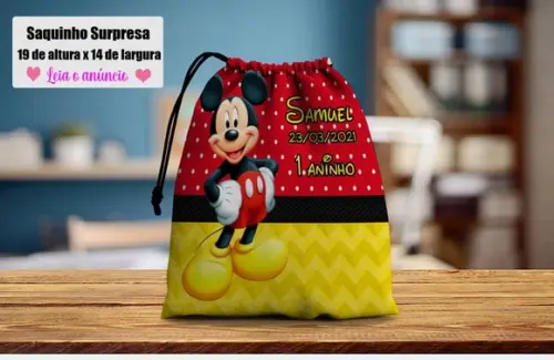Lembrancinhas Saquinho Surpresa Personalizado do Mickey