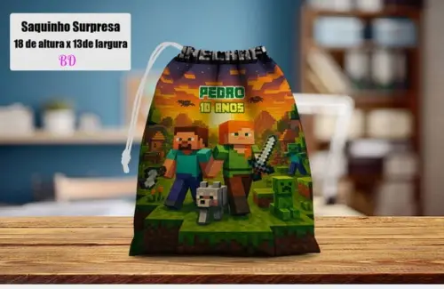 Lembrancinhas Surpresa Saquinho do Minecraft