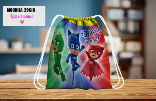 Mochila para Festa de Aniversario Pj