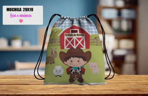 Mochila Saco Personalizada Fazendinha