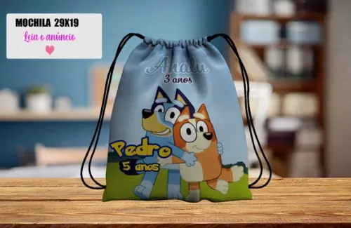 Mochila Personalizado Bluey e Bingo